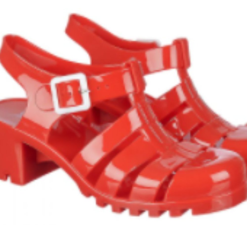 Red Block Heel Jellies